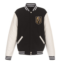 NHL Vegas Golden Knights Reversible Fleece Jacket PVC Sleeves 2 Front Logos JHD - £94.26 GBP