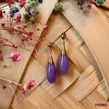 Lavender Jade Long Drop Earrings (with 14K Gold) - £305.21 GBP