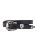 Most Wanted skinny western leather belt in Black - $31.00