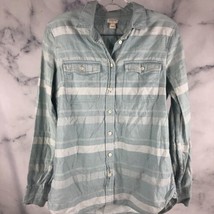 J.Crew Shirt Womens S Small Button Up Blue Striped Cotton - £8.71 GBP