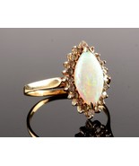 *14k Yellow Gold Estate Opal &amp; Diamond Ring Size 6.75 - $299.99