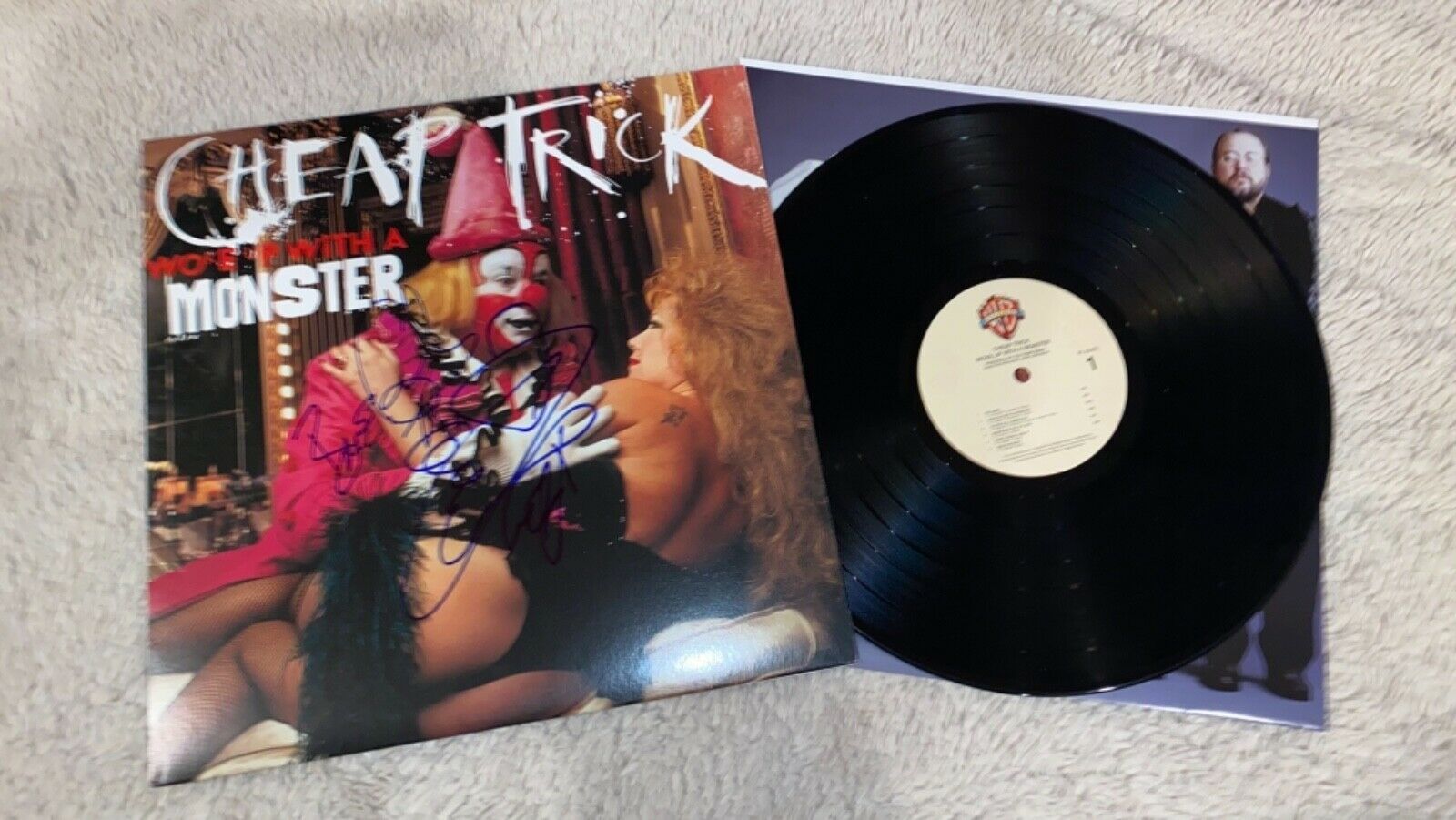 Primary image for Woke Up With A Monster Cheap Trick Vinyl Record Auto Rick Nielsen Bun E Carlos