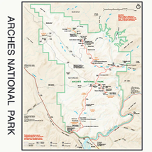 Printed Image Arches National Park Map Bandanna Utah Moab Sandstone Travel - $11.61