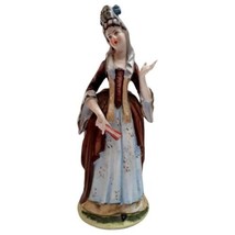 Japan Vtg Arnart Lady Baroque 1700s Fashion Bustle Matte Porcelain Figurine 8&quot; - £15.19 GBP