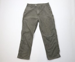 Vtg Y2K Carhartt Mens 36x30 Faded Spell Out Wide Leg Dungaree Pants Moss Green - £62.28 GBP