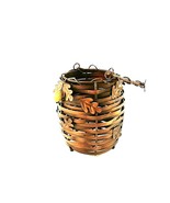 Candle Lantern Basket Metal Copper Toned Acorn Accents - £38.04 GBP
