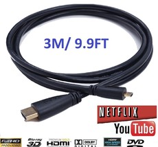 3 METER Micro HDMI to HDMI Cable for Hudle Kindle Fire HD 2nd Gen -2012 to TV - £3.94 GBP