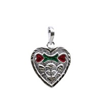 Traditional Indian heart shape designer enamel sterling silver pendant for women - £18.86 GBP