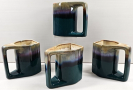 (4) Rodolfo Padilla Mugs Set Vintage Multicolored Glazed Pottery Cups Mexico Lot - £46.56 GBP