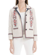 NWT Women&#39;s Max Studio London Cream Striped Embroidered Jacket Blazer Sz... - $78.17 CAD