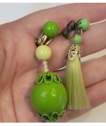 Japan Vintage Green Clip Earrings Married Complementary Mix Match Funky ... - £7.66 GBP