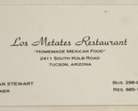 Los Metates Restaurant Vintage Business Card Tucson Arizona bc4 - £3.93 GBP