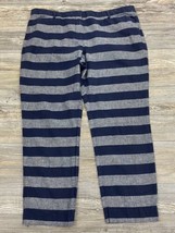 Gap Rugby Slim Cropped Pants Women&#39;s 16 Linen/Cotton Blend Blue/Grey Stripe - £8.56 GBP
