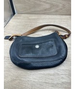 Vintage Coach Bag Black Pebbled Leather Brown Strap Chelsea Mini Hobo Ha... - $49.49