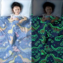 Glow In The Dark Dinosaur Blanket For Boys And Girls Funny Gift,Kids Bla... - $27.99