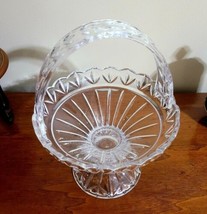 Godinger Shannon 11&quot; Leaded Clear Cut Crystal Basket w/ Hobnail Pedestal  - £31.64 GBP