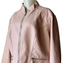 Dressbarn Pink Faux Leather Jacket Stand Up Collar Zipper Accents - Wome... - $37.95