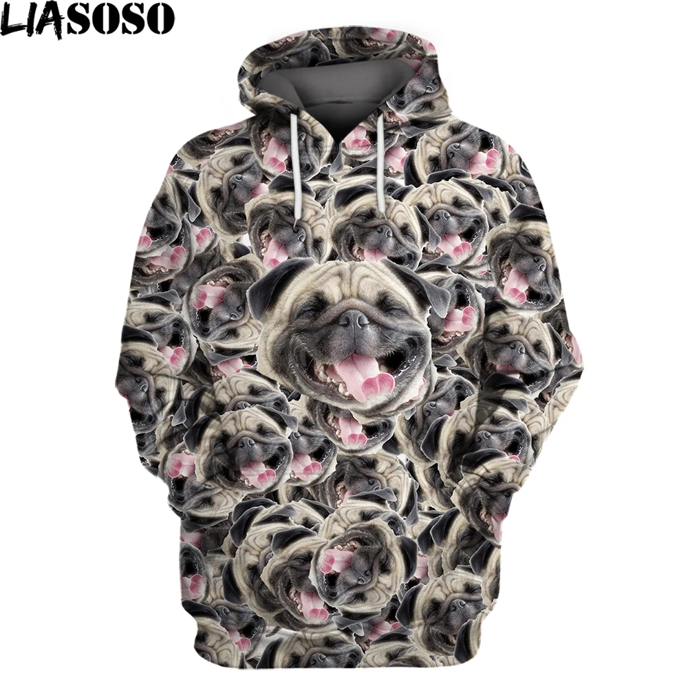 LIASOSO New Fashion Unisex Fun Dog Hoodie 3D Print Men/Women Cute French  Top Pa - £140.50 GBP