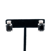 Swarovski Octagon Cut Black Pierced Earrings 14K Posts Signed 3/4" Long - $72.57