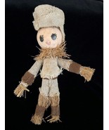 Vintage Straw &amp; Burlap Man Figure Christmas Tree Ornament Cute 6&quot; Unmarked - $8.13 CAD