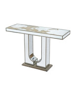 47&quot; Rectangular Console Table: Floral &amp; Mirrored Silver Finish - $12,620.56 MXN