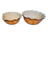 Temptations by Tara Mixing Bowl Set Orange Floral Lace Fluted 1qt and 2q... - £27.63 GBP