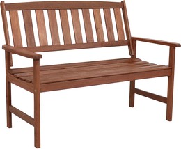 Sunnydaze Meranti Wood 2-Seat Outdoor Bench with Teak Oil Finish - Moder... - £155.06 GBP