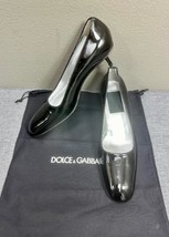 D&amp;G Dolce Gabbana Black Patent Leather Pump Kitty Heel Shoes Size 36 IT ... - $74.24
