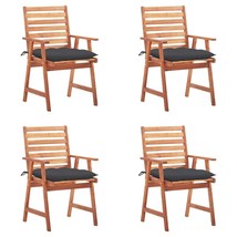  Outdoor Chair Set of 4 Anthracite cushion, Natural wood - $433.49