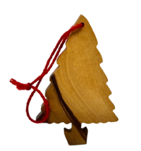 Vintage Handmade Spalted Wood Christmas Tree Ornament 3 inch - £8.92 GBP