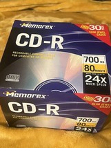 Memorex CD-R 30 Pack Slim Jewel Cases 80 Minute 700 MB - $14.03