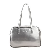 MUDUO  Handbags For Women 2023 New Silver Glossy Pu Leather Soft Bucket Bag Fash - £61.47 GBP