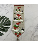 Vintage Made in Sweden Christmas Elf Gnome Banner Red Cats Hilja Nordic ... - €24,06 EUR