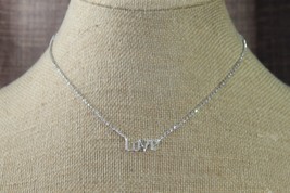Plunder Necklace (New) Mia Shae - Slvr &quot;Love&quot; On Cryst Chn 17&quot;-21.25&quot;ADJ(PN1816) - £14.25 GBP