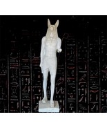 White Marble Statue Anubis Jackal God  of afterlife amummification stand... - $279.47 CAD