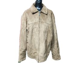 Brown Suede Leather Biker Jacket Size Large By Gian Fabio Ferri Collection - $48.19