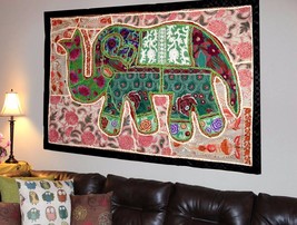 Indian Vintage Cotton Wall Tapestry Ethnic Elephant Hanging Decor Hippie X34 - £19.51 GBP