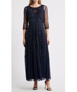 Pisarro Nights Beaded Mesh Gown with Jacket SZ 12 ($268) Navy - $167.26