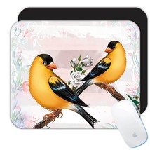 American Goldfinch : Gift Mousepad Bird Flowers Décor Scarlett Petrol - £10.21 GBP
