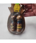 Hawaiian Hand Painted Salt and Pepper Shaker Set with Dish New Old Stock - $24.75