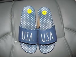 Rae Dunn USA Slides Sandals Navy White Stars Patriotic Size 9 Women&#39;s NEW - £32.09 GBP