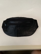 Leather Fanny Pack Chest Sling Bag Belt Bum Waist Travel Black - £19.37 GBP