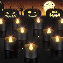 24-Pack Black Tea Lights Candles Battery Operated, Halloween Candle Tea Lights,  - £18.21 GBP