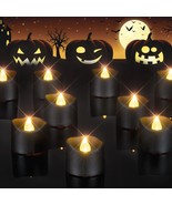 24-Pack Black Tea Lights Candles Battery Operated, Halloween Candle Tea ... - £19.12 GBP