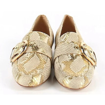 Michael Kors Metallic Gold Leather Snakeskin &quot;Cooper&quot; Loafers 6M - £35.02 GBP