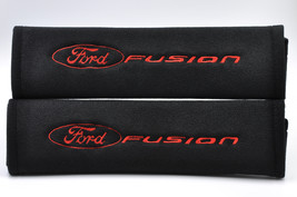 2 pieces (1 PAIR) Ford Fusion Embroidery Seat Belt Cover Pads (Red on Black) - $16.99
