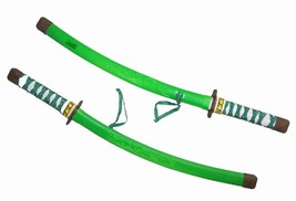 2 Green Plastic Dragon Ninja Swords Play Toy Sword Ninga Item Costume New W Case - £3.68 GBP