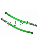 2 GREEN PLASTIC DRAGON NINJA SWORDS play toy sword ninga item costume ne... - $89.65 MXN