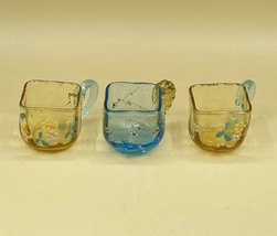 George Sand Liqueur Cups LOT 3 Legras Glass Japonism Enamel Flower - £22.47 GBP