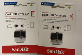 SanDisk Ultra Dual 32 GB Android Phone USB Flash Drive Lot Of 2. - £9.95 GBP